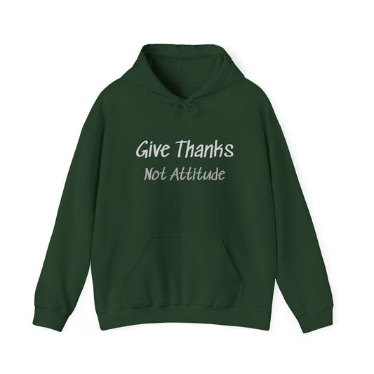 Give Thanks Not Attitude Hoodie - Thanksgiving Gratitude Sweatshirt
