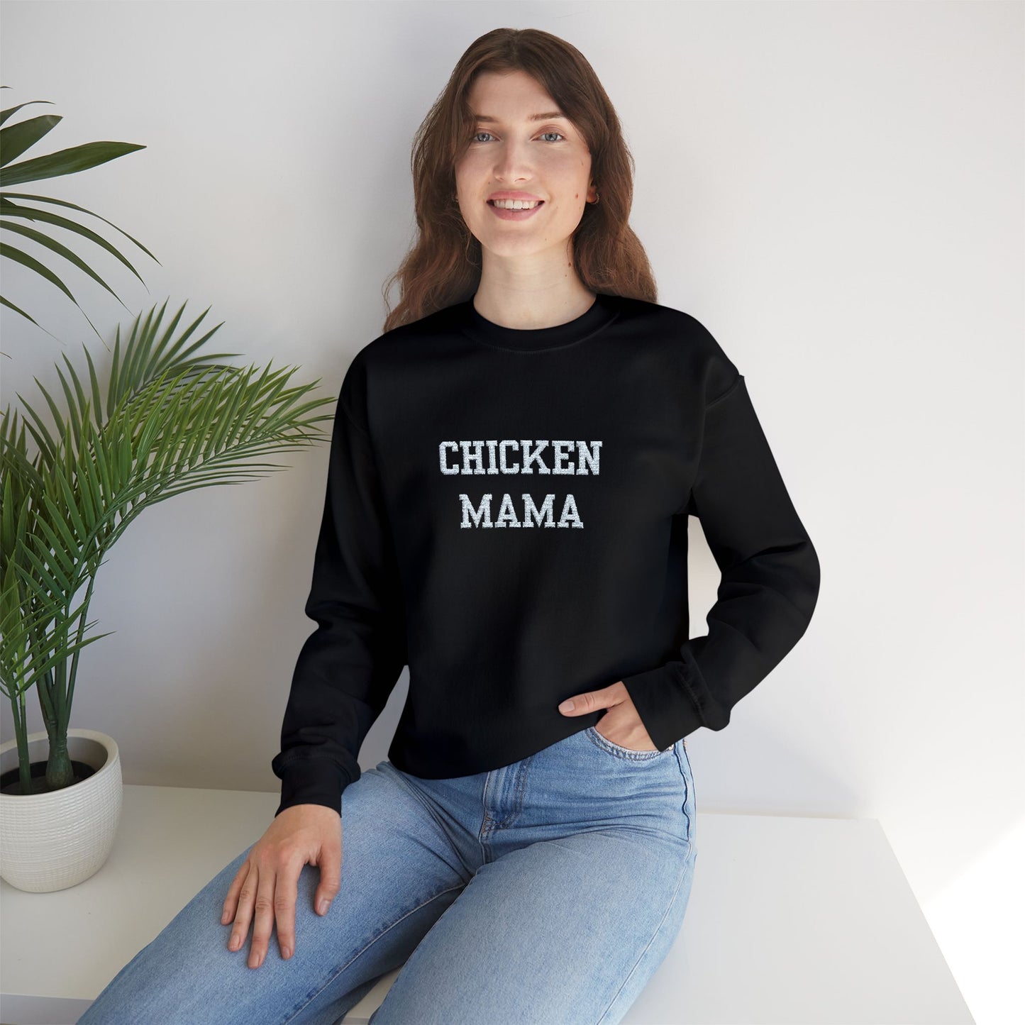 Chicken Mama Crewneck Sweatshirt — Cozy Farm Mom Sweatshirt