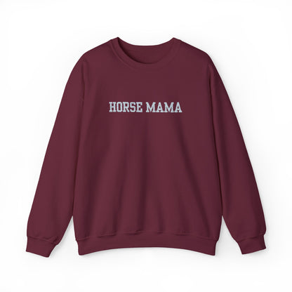 Embroidered Horse Mama Crewneck Sweatshirt — Cozy Equestrian Mom Pullover
