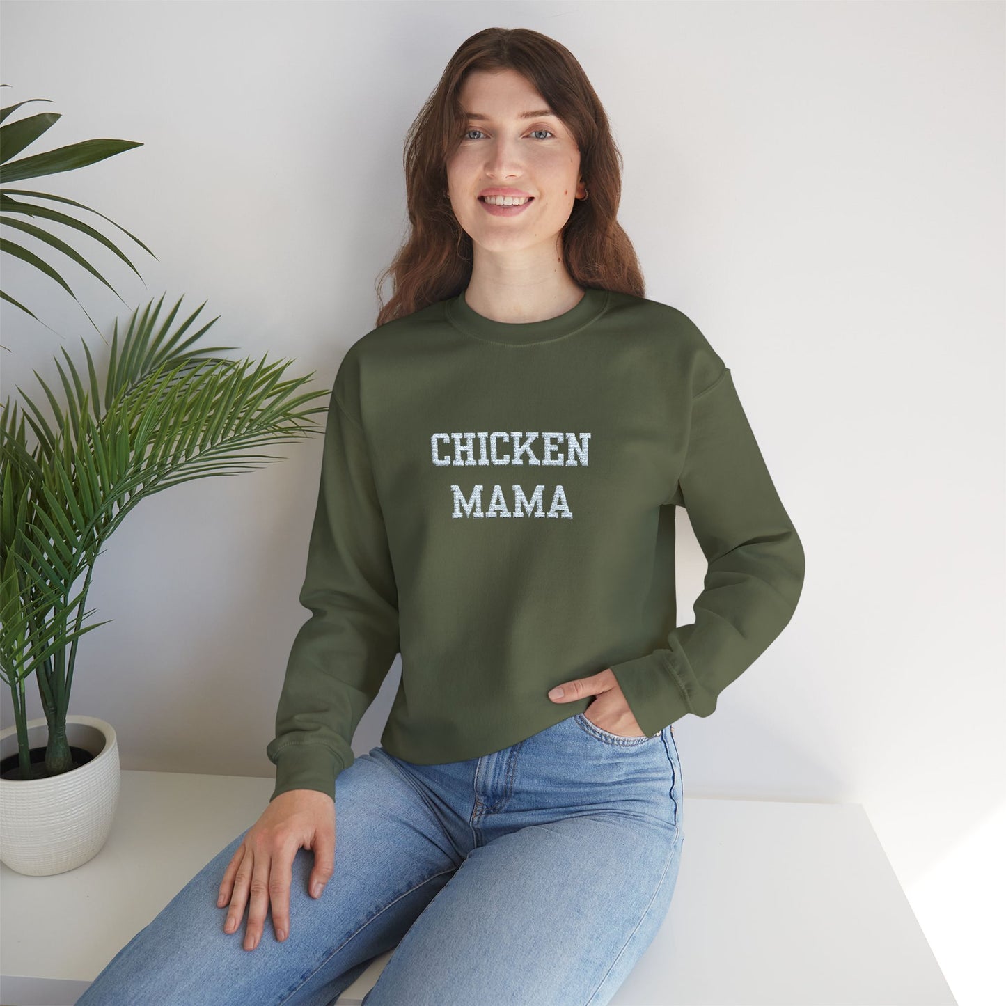 Chicken Mama Crewneck Sweatshirt — Cozy Farm Mom Sweatshirt