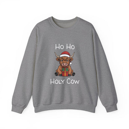 Ho Ho Holy Cow Christmas Sweatshirt - Cute Santa Cow Holiday Crewneck