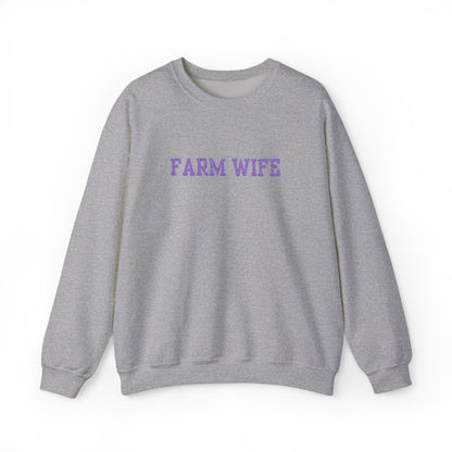 Farm Wife Crewneck Sweatshirt — Floral Text Women's Farm Life Pullover