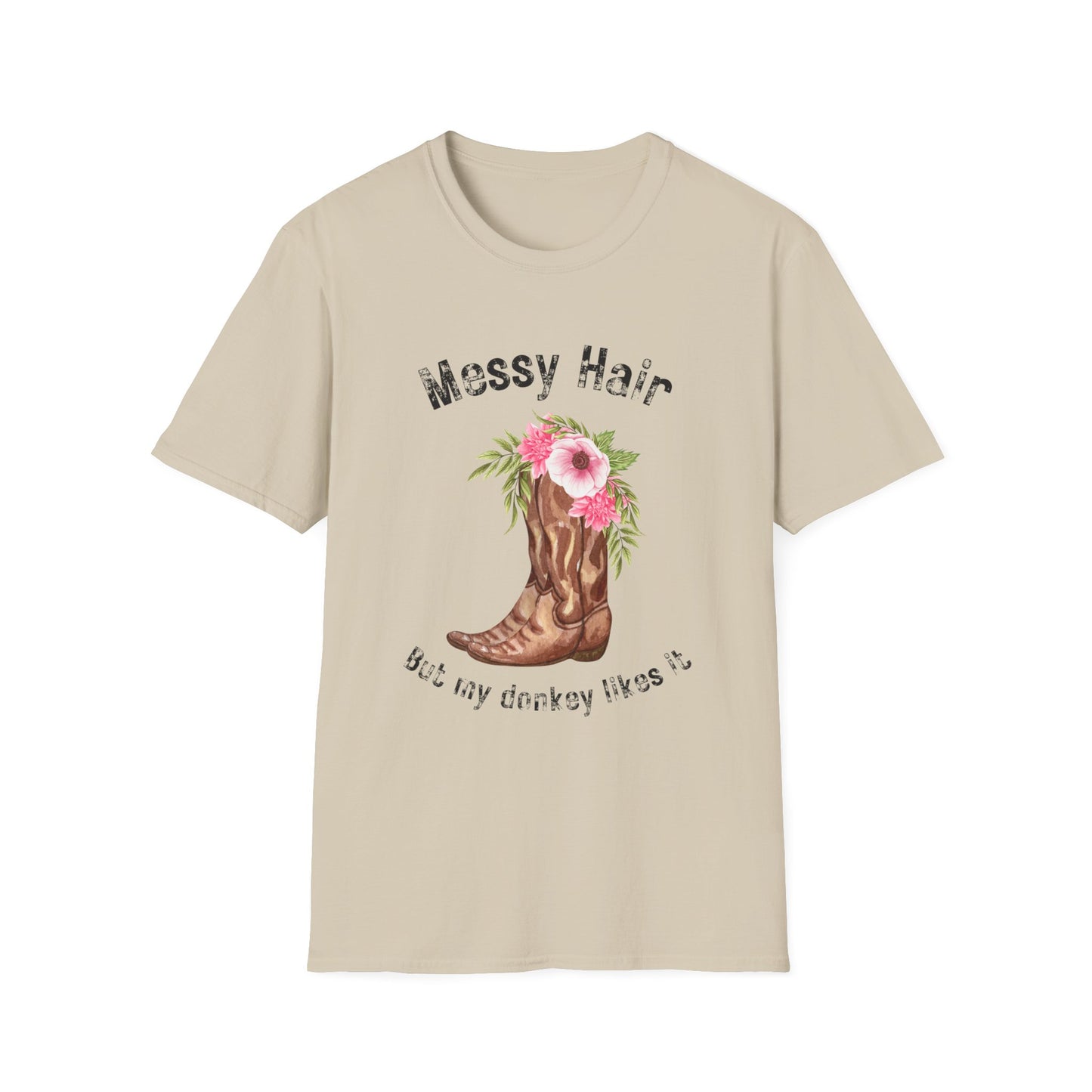 Messy Hair Don’t Care Cowboy Boot T-Shirt