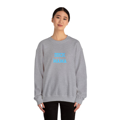 Embroidered Crewneck Sweatshirt — "DUCK MAMA" Blue Script Cozy Mom Pullover