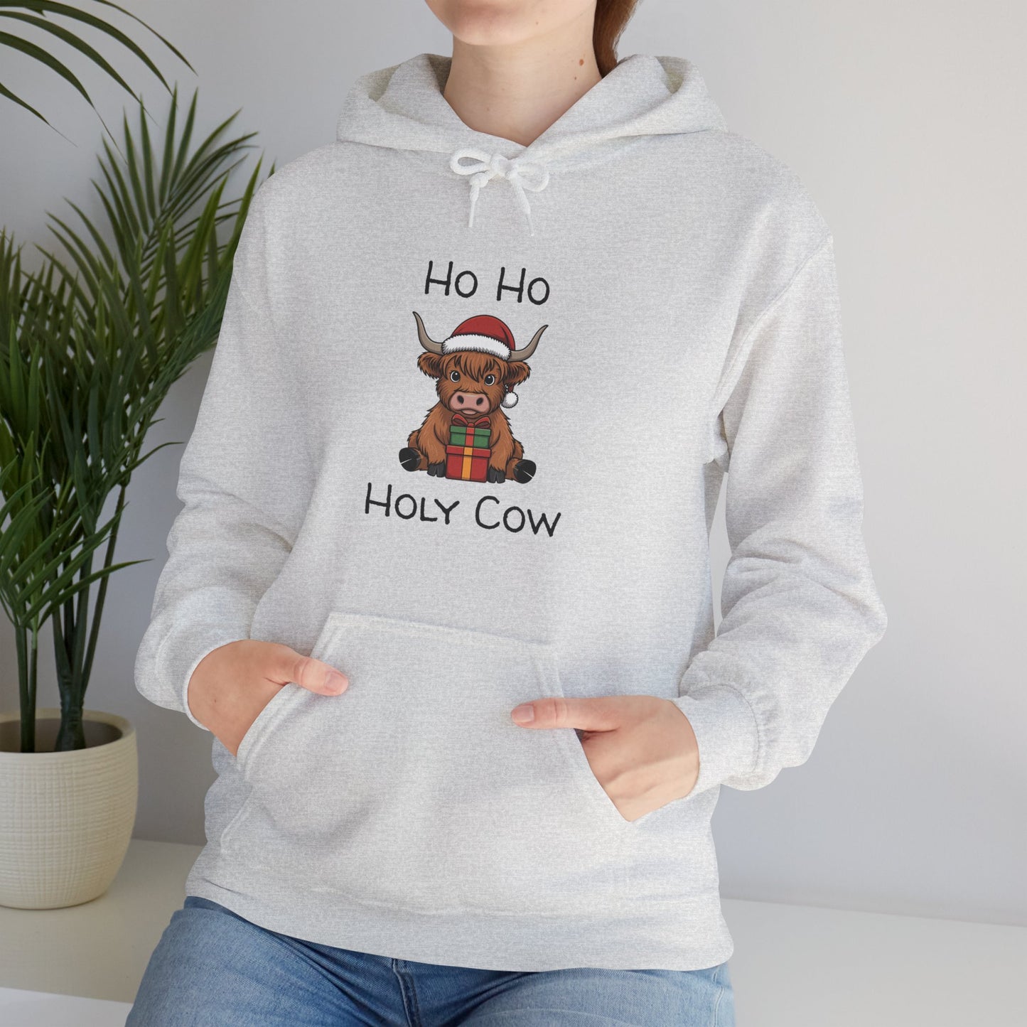 Ho Ho Holy Cow Christmas Hoodie — Cute Cow Holiday Pullover