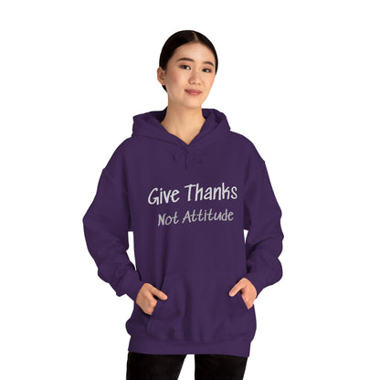 Give Thanks Not Attitude Hoodie - Thanksgiving Gratitude Sweatshirt