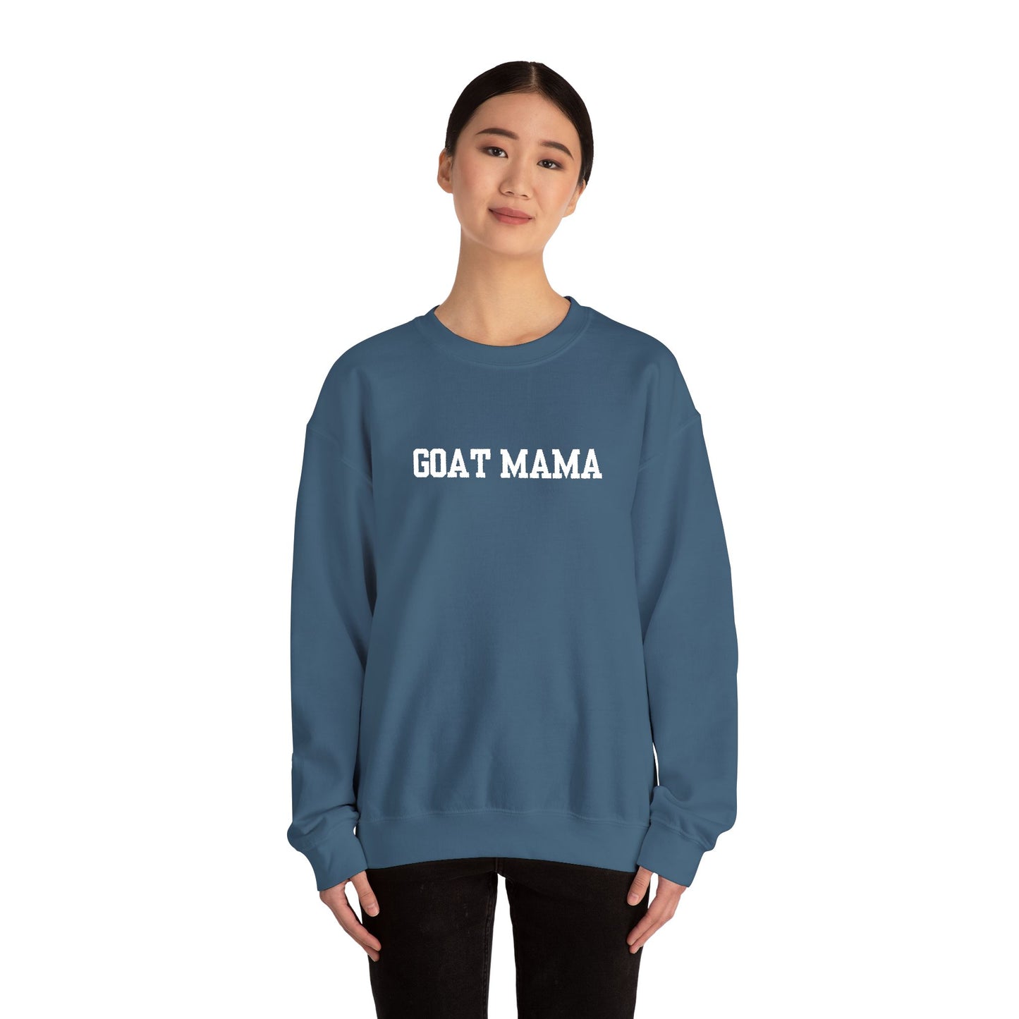 Embroidered Goat Mama Crewneck Sweatshirt – Rustic Farm Mom Graphic