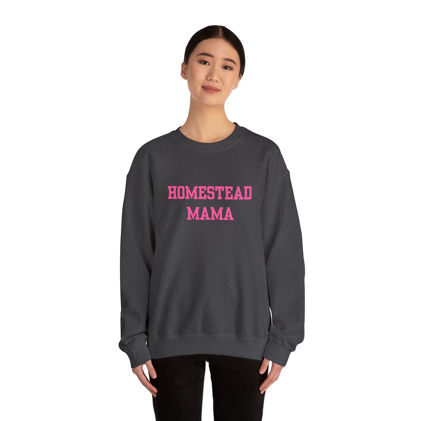 Embroidered Homestead Mama Crewneck Sweatshirt - Farm Life Rustic Mom Gift