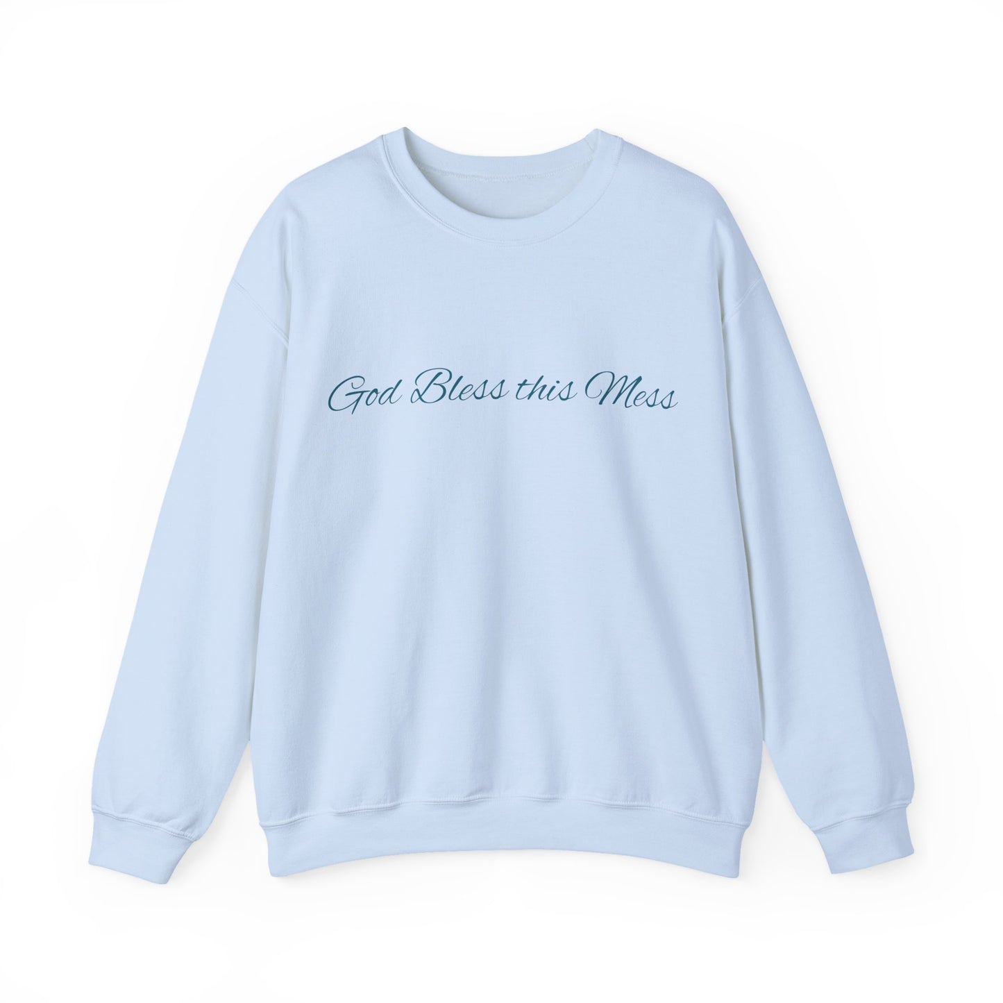 Crewneck Sweatshirt — "God Bless this Mess" Cozy Inspirational Pullover