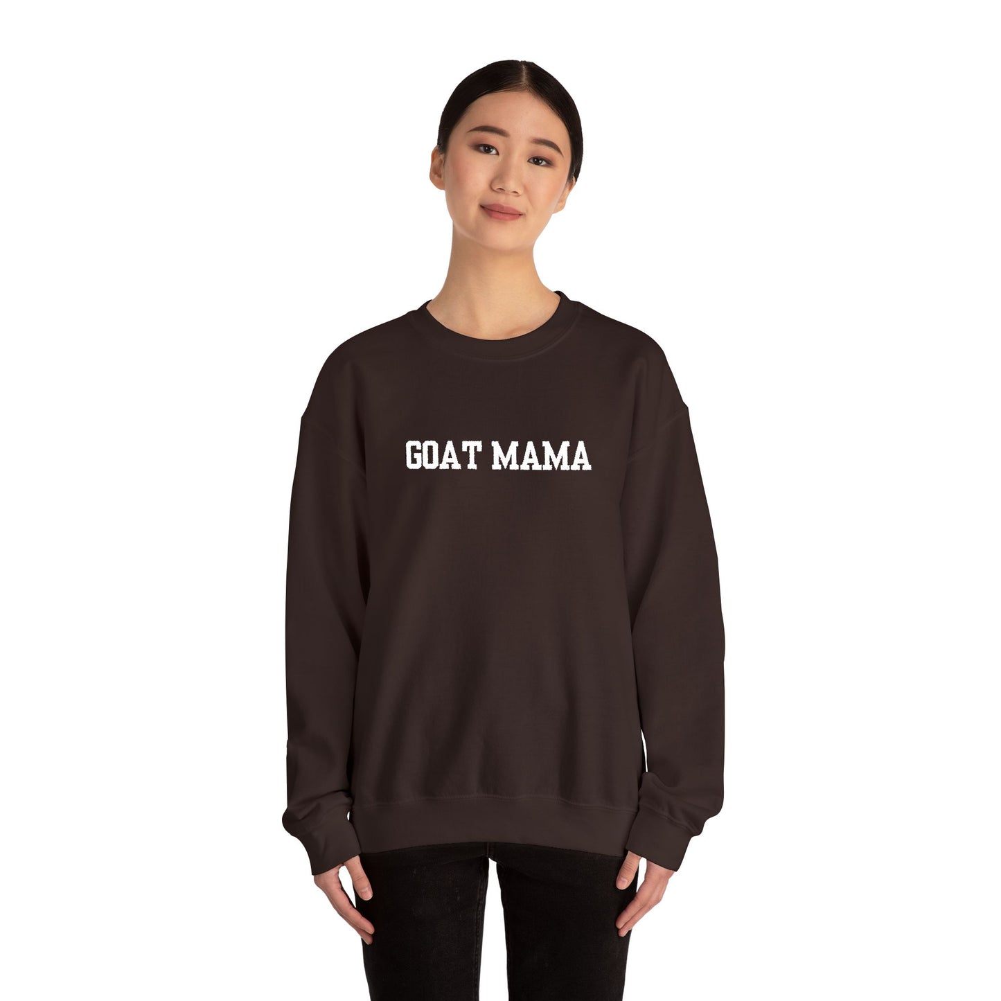 Embroidered Goat Mama Crewneck Sweatshirt – Rustic Farm Mom Graphic