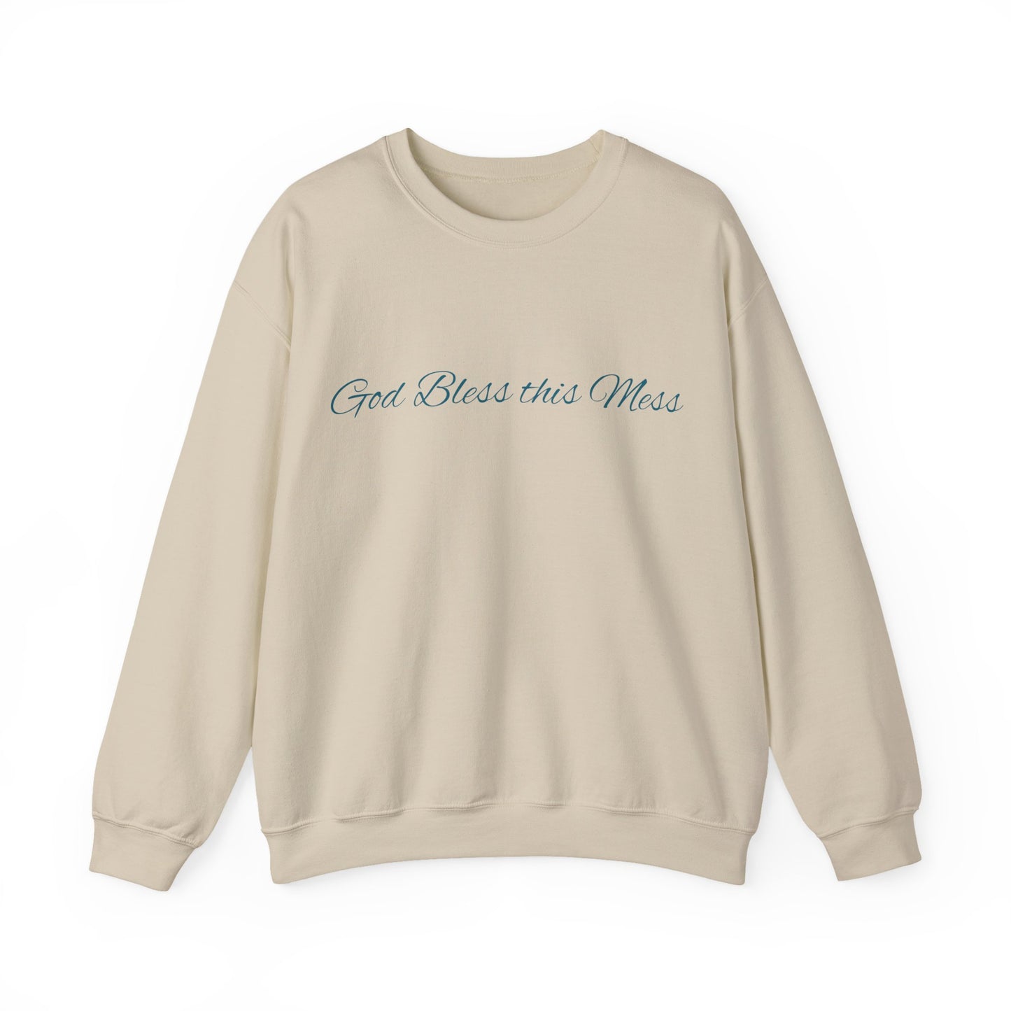 Crewneck Sweatshirt — "God Bless this Mess" Cozy Inspirational Pullover