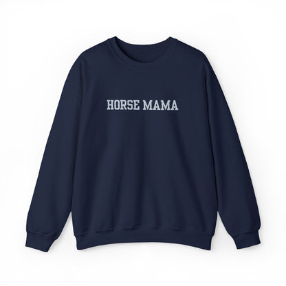 Embroidered Horse Mama Crewneck Sweatshirt — Cozy Equestrian Mom Pullover