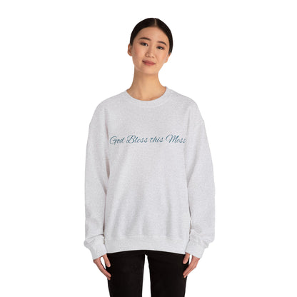 Crewneck Sweatshirt — "God Bless this Mess" Cozy Inspirational Pullover