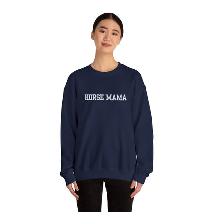 Embroidered Horse Mama Crewneck Sweatshirt — Cozy Equestrian Mom Pullover