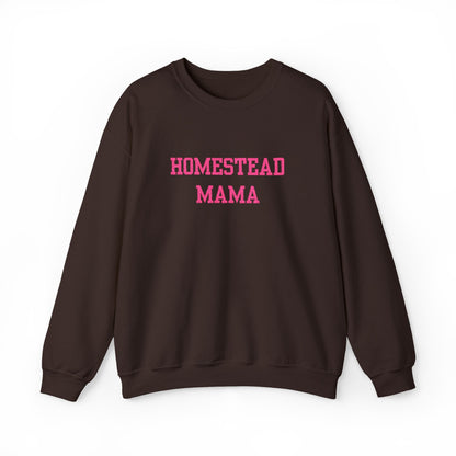 Embroidered Homestead Mama Crewneck Sweatshirt - Farm Life Rustic Mom Gift