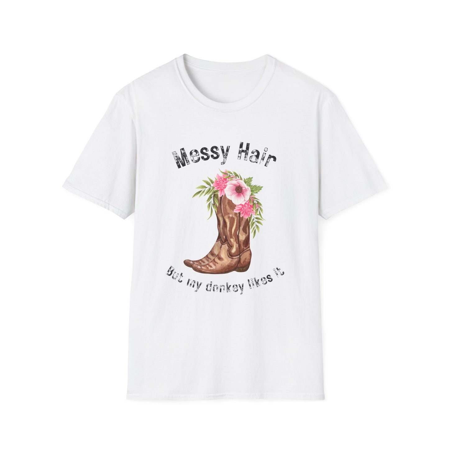 Messy Hair Don’t Care Cowboy Boot T-Shirt