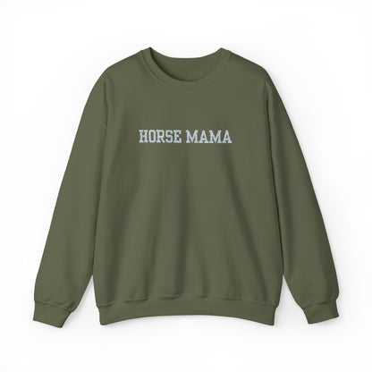 Embroidered Horse Mama Crewneck Sweatshirt — Cozy Equestrian Mom Pullover