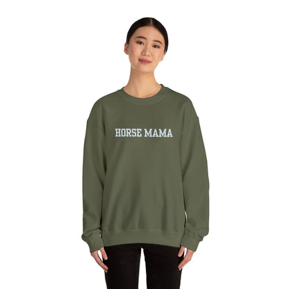 Embroidered Horse Mama Crewneck Sweatshirt — Cozy Equestrian Mom Pullover