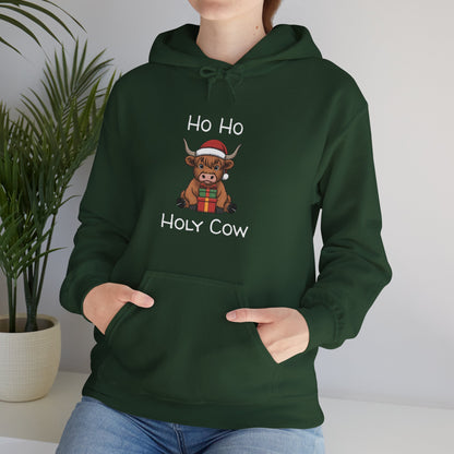 Ho Ho Holy Cow Christmas Hoodie — Cute Cow Holiday Pullover
