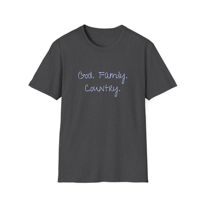 God. Family. Country. T-Shirt — Patriotic Faith-Based Tee