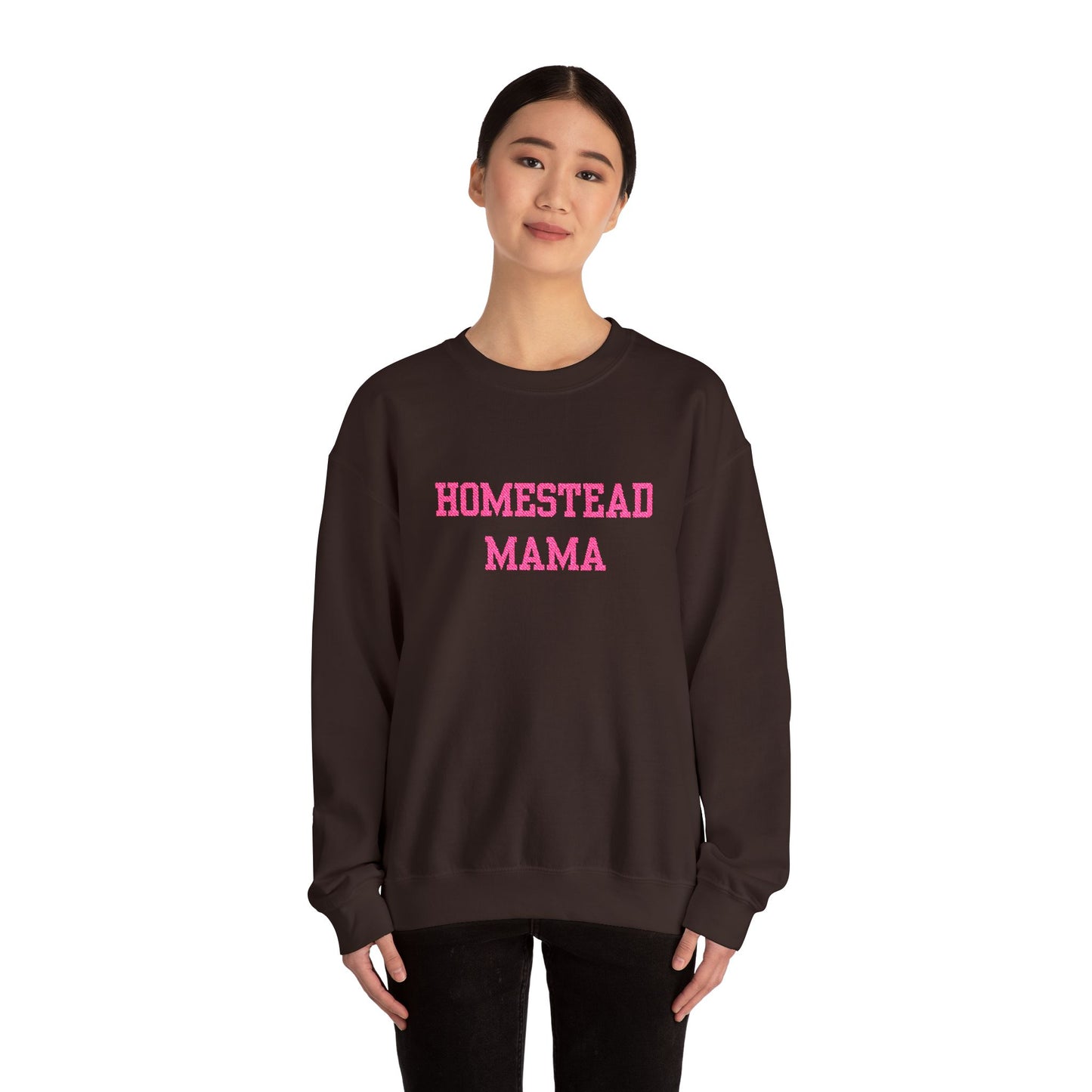 Embroidered Homestead Mama Crewneck Sweatshirt - Farm Life Rustic Mom Gift