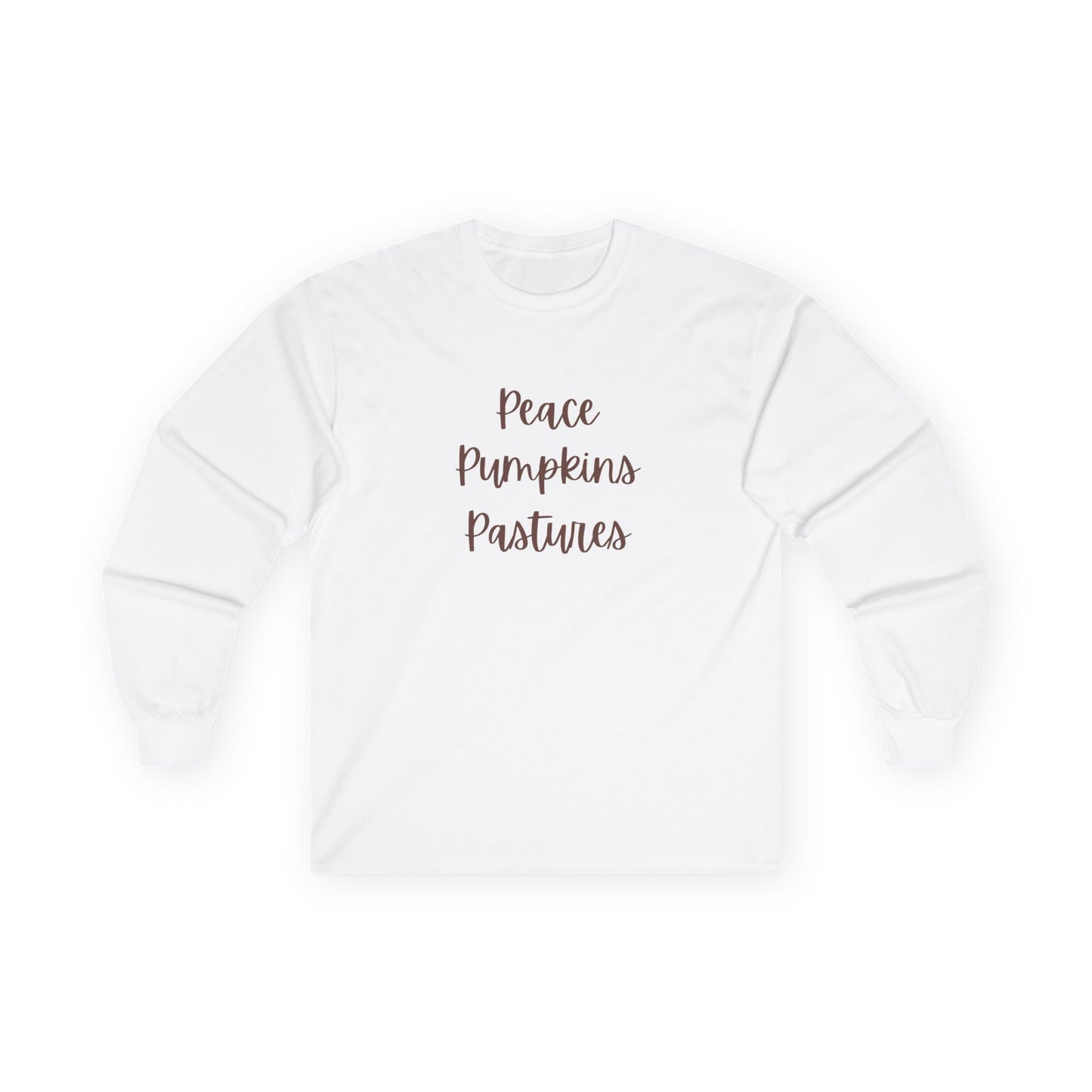 Peace Pumpkins Pastures Long Sleeve Tee for Cozy Autumn Days