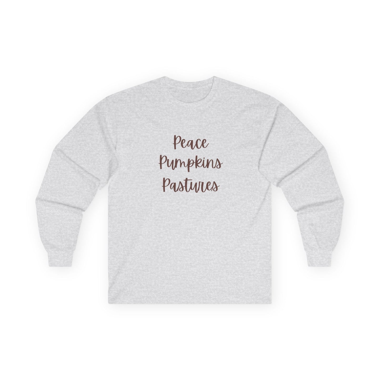 Peace Pumpkins Pastures Long Sleeve Tee for Cozy Autumn Days