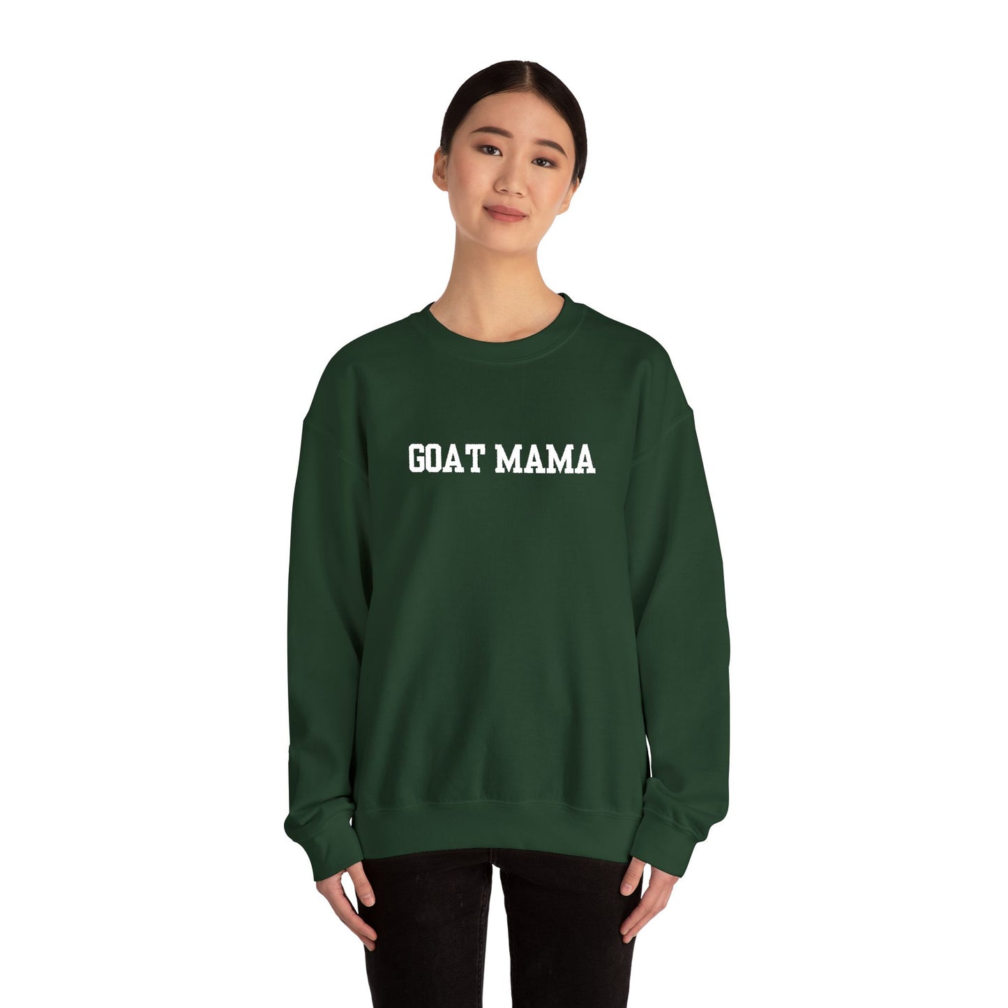 Embroidered Goat Mama Crewneck Sweatshirt – Rustic Farm Mom Graphic